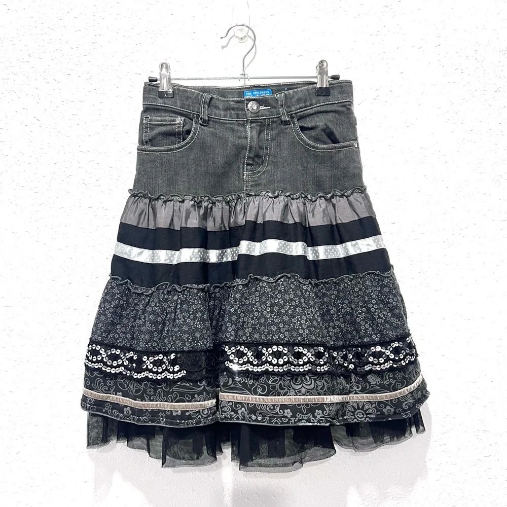The Children's Place Black and Gray Bubble‎ Mini Skirt 8